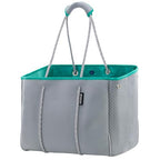 Neoprene Multipurpose Beach Bag Tote Bag (Grey and Green / Large)