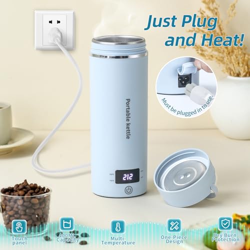 Portable Electric Kettle for Travel 120V (BIue / 0.4 Quarts)