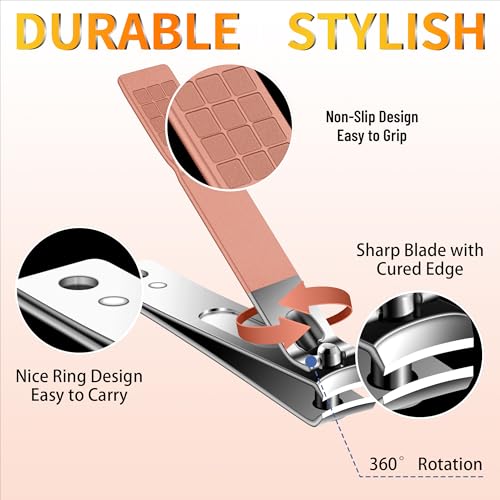 Manicure Set 16Pcs Professional Stainless Steel Pedicure Kit Mens Grooming Kit Fingernail & Toenail Clippers Set Manicure Kit with Luxurious Travel Bag (16Pcs-Pink)