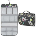 Hanging Toiletry Bag for Women Men Foldable Travel Organizer Floral (Grey Floral)