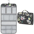 Hanging Toiletry Bag for Women Men Foldable Travel Organizer Floral (Grey Floral)
