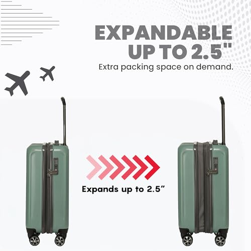 Rails Expandable Hardside Upright Suitcase with 360° Spinner Wheels (Sage / Medium Checked)