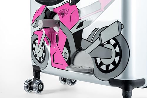LIL FLYER GO Version 2 Ride On Suitcase for Kids (Pink Motorcycle V2)