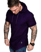 Mens Fashion Hoodies Sport Pullover Solid Color Shirt Workout Lightweight Tops Purple (Small / Purple1)