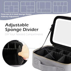 Travel Makeup Bag Cosmetic Bag Makeup Organizer Bag with Lighted Mirror (Z-Grayish / Small)