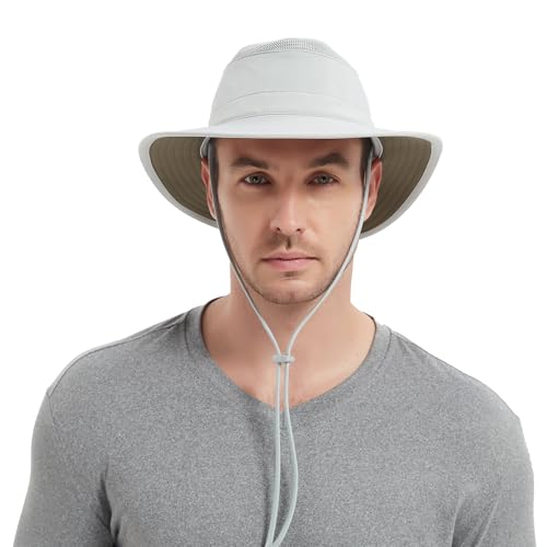 Cimarron Safari Sun Hat with Wide Brim for Outdoor Fishing Hiking (Large / Light Grey)