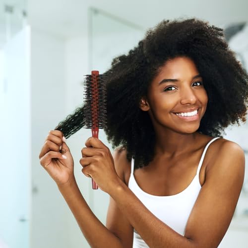 Round Hair Brush Boar Bristle Hair Brush Wood Brown (Medium / Brown)