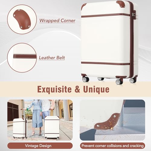 Luggage Set 2 Piece (Vintage Luggage / White(12+20+28))