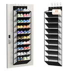 10 Tier Over Door Mesh Shoe Organizer with Large Deep Pockets (Piano White-1 Pack of 10)