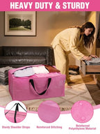 10 Pack Extra Large Moving Bags with Backpack Straps & Handles (Pink / 10 Pack)