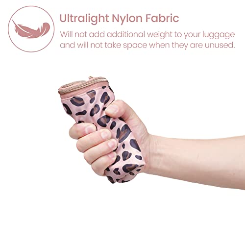 Compression Packing Cubes for Travel (10 Leopard Print Rose Gold / 6-Piece Set)