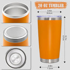 20oz Tumbler Insulated Coffee Tumblers with Lid Stainless Steel Orange 1P (Orange)