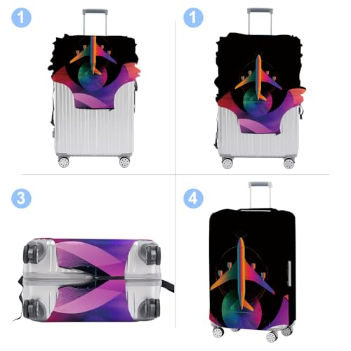Colorful Airplane Luggage Cover Washable Suitcase Protector Anti (Colorful airplane / L(28-30inch suitcase))