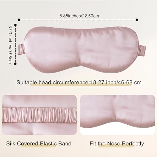 100% 22 Momme Pure Mulberry Silk Sleep Mask (Pink / 1 Count (Pack of 1))