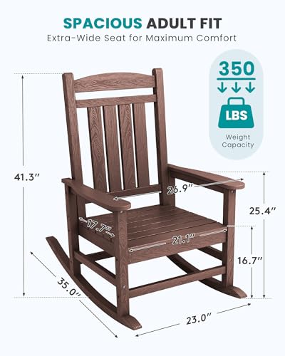 Outdoor Rocking Chair Set of 2 (Coffee / 2 Packs)