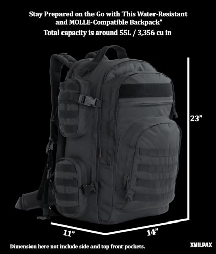 Large Tactical Backpack Bag For Hiking (Black)