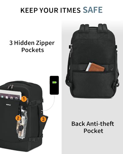 17'' Travel Backpack Airlines Approved Personal Item Carry On Bag Black (Black / 17 inch underseat)