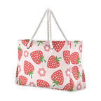 Large Beach Bags Totes Canvas Tote Shoulder Bag Soft Wave Water Resistant Bags for Gym Travel Daily Ocean (Strawberry)