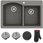 Forteza 33 inch Drop In (60/40 Double Bowl Sink / Gray)