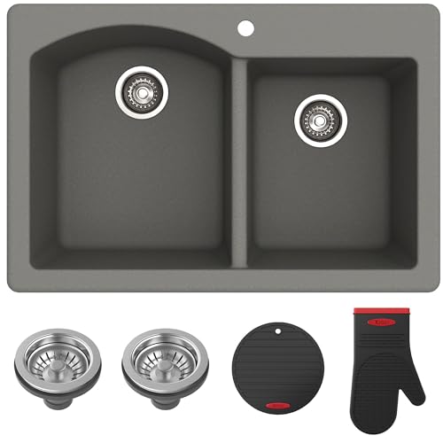 Forteza 33 inch Drop In (60/40 Double Bowl Sink / Gray)