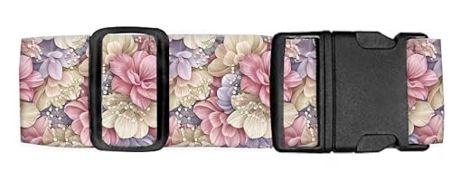Luggage Straps for Suitcases Travel Belt Accessories (Luxury Flowers Leaf)
