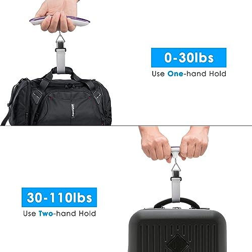 Digital Luggage Scale Vacation Travel Essentials Accessories Gifts for Traveler Portable Suitcase Handheld Weight Scale 110 lbs Hanging Baggage Travel Must Haves (Purple)
