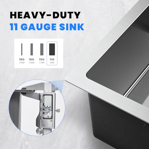 24×18 Inch Drop in Kitchen Sink (L 24"×W 18"×H 9" / Brushed)