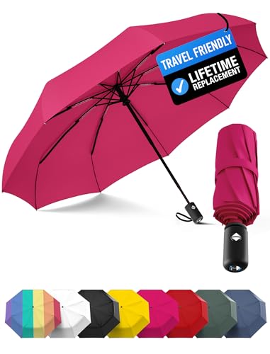 Windproof Compact Umbrellas for Rain (E. Pink (1 Pack))