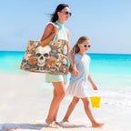 Large Beach Bags Totes Canvas Tote Shoulder Bag Soft Wave Water Resistant Bags for Gym Travel Daily Ocean (Skeleton Flower)