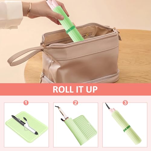 Large Heat Resistant Silicone Mat for Hair Styling Tools (Light Green)