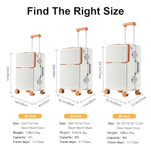 Carry on suitcase Zipperless Luggage (orange / 24 inch)