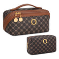Initial Makeup Bag Personalized Gift for Women Teen Girls (Coffee / O)