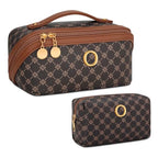 Initial Makeup Bag Personalized Gift for Women Teen Girls (Coffee / O)