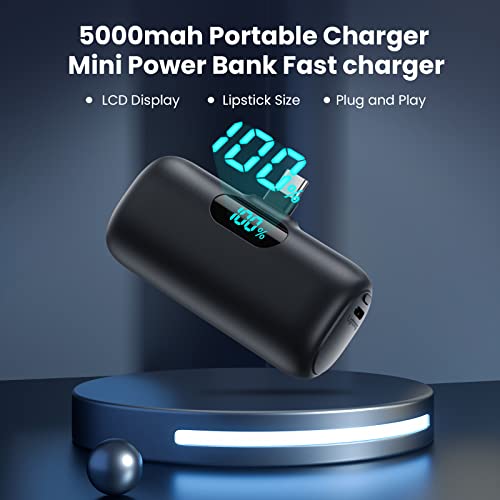 2 Pack] Mini Portable Charger 5000mAh Power Bank (Black+Black)