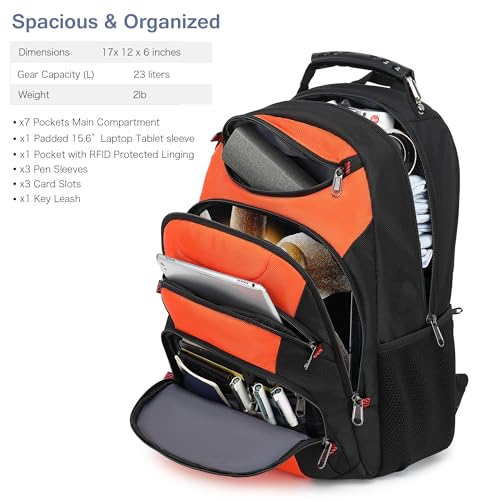 Laptop Backpack for men (15.6 / Orange Black)