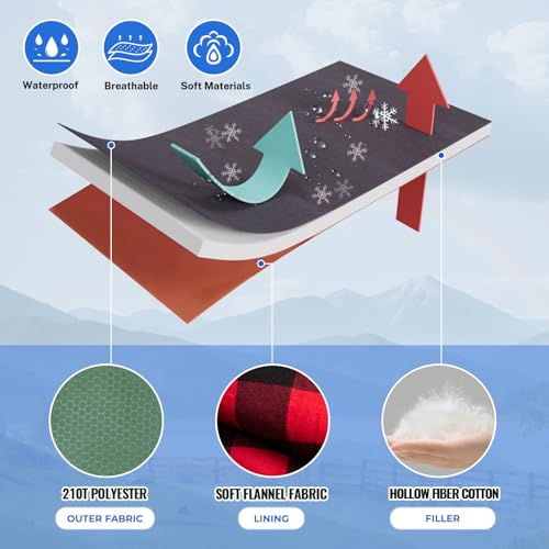 0 Degree Sleeping Bag Cotton Flannel Winter Cold Weather for Adults XXL Sleeping Bag 4 Season Big and Tall with Pillow Compression Sack (OLIVE_R)