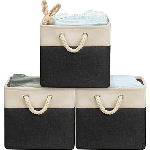 13" x 13" Large Fabric Storage Cubes (Black / 13" Cube - 13" x 13" x 12.5")