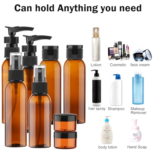 Travel Size Bottles for Toiletries (L-Brown-15pcs)