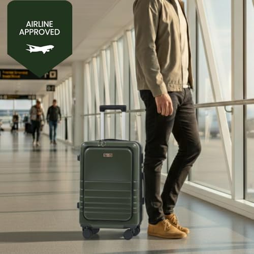 Hardside Carry On Luggage 22x14x9 Airline Approved (Olive Green)