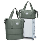 Large Travel Duffle Bag Carry On Weekender Bags for Women Men 18x14x8 Gym (A29-Green-2-layer Expansion / X-plus)