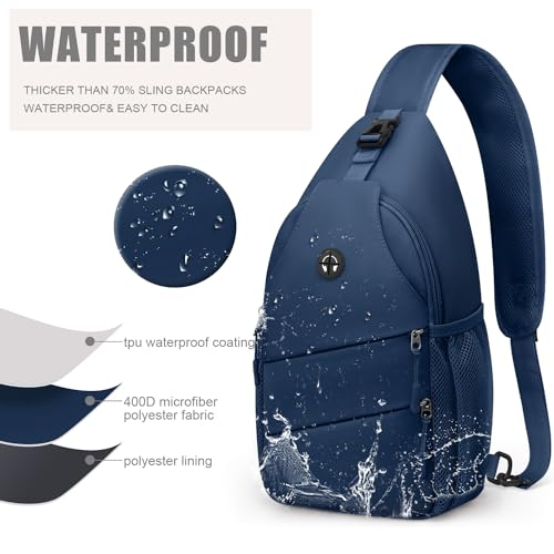 Crossbody Bags for Women Men Trendy Sling Bag Backpack Chest Bag (Large / Navy Blue)
