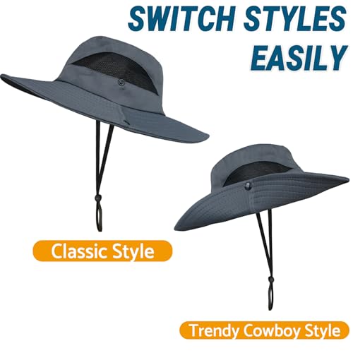 Sun Hats for Men Women Wide Brim UPF 50+ UV Hat Darkgray (One Size / Darkgray(with Mesh))