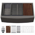 36 x 22 in Farmhouse Workstation Undermount Sink (Carbon black / 36 Inch)