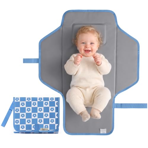 Portable Changing Pad (Blue Checkers&Flowers)