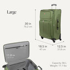 Sion Softside Expandable Spinner Luggage Durable Lightweight Travel Suitcase (3-Piece Set (Carry-On/Medium/Large) / Evergreen)