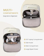 Laptop Backpack Purse for Women (Beige / 15.6-Inch)