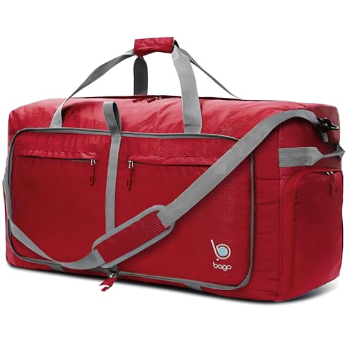 Travel Duffle Bag for Women & Men. Extra Large Foldable Duffel Bags (140L / Red)