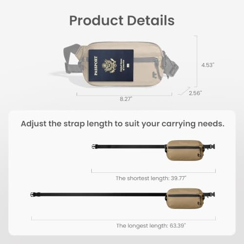 1.5L Sling Bag with RFID Blocking Crossbody Chest Pack for Men Women (Khaki / 1.5L)