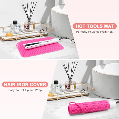 Plus Size Silicone Heat Resistant Mat for Hair Tools (Hotpink)