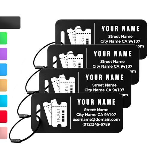 4PCS Personalized Luggage Tag (Black / Small)